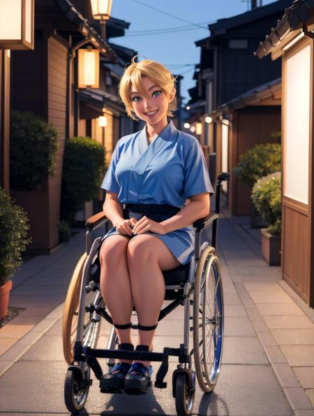 202305192055251670469616-3658523476-masterpiece shot of a woman in a wheelchair _lora_wheelchair-20_0.4_ in Tokyo at night, caustics, big smile, blonde hair, blue e.jpg